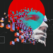 Image of face breaking into cubes, representing AI and Machine Learning