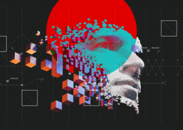 Image of face breaking into cubes, representing AI and Machine Learning